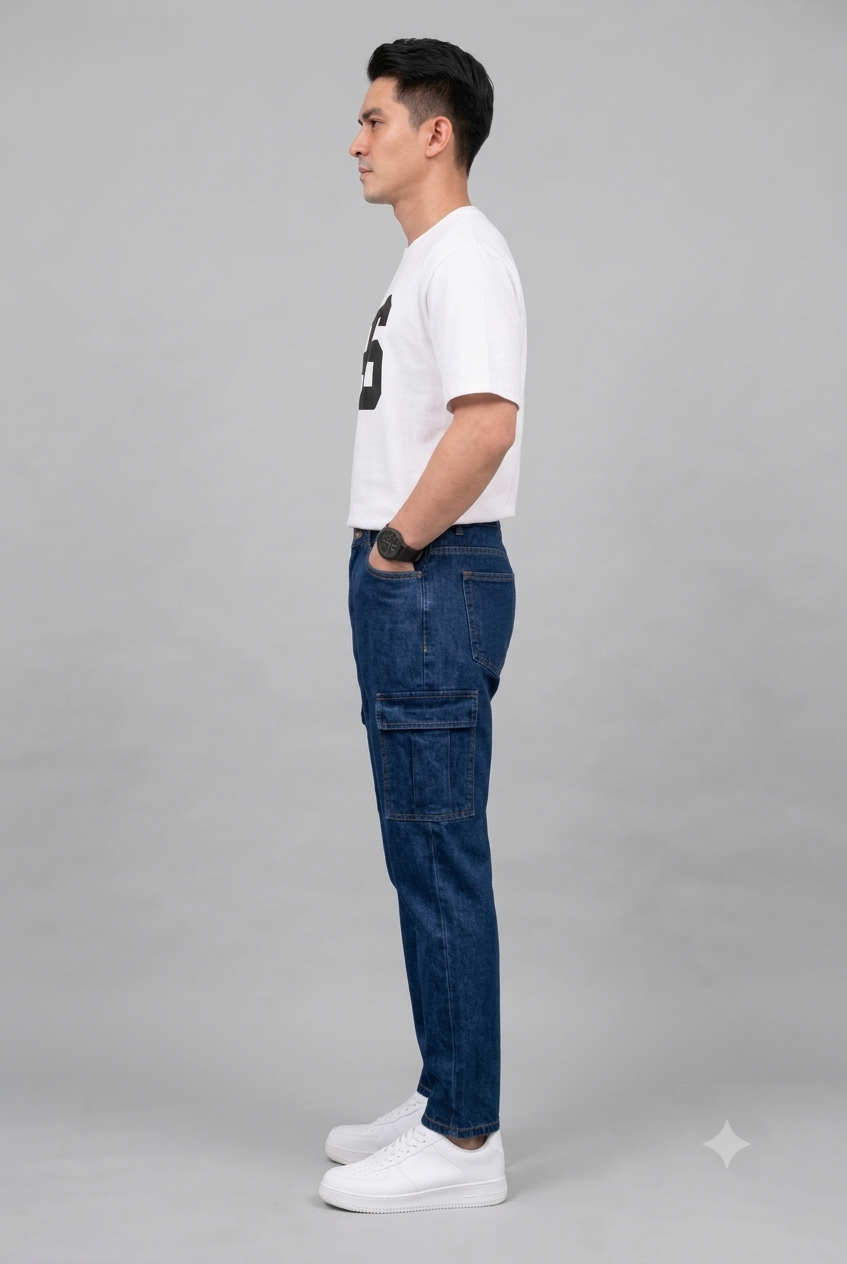 Men's 6 Pocket Mom Fit Stone Blue Denim Jeans