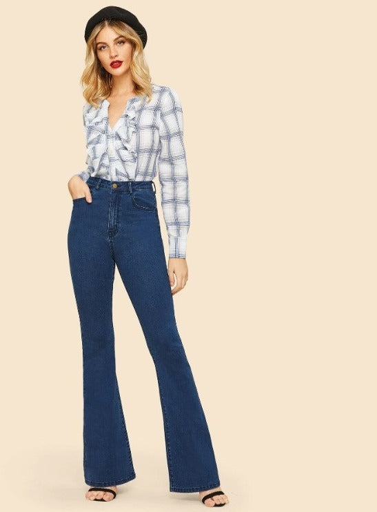 1 button boot cut jeans for women