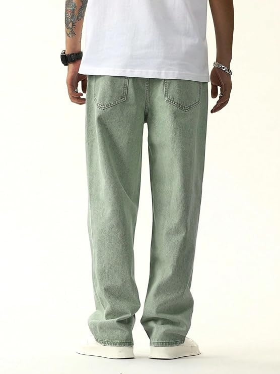 Niffar Fashion Loose Fit Men's Slant Pocket Straight Leg Jeans