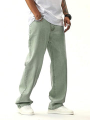 Niffar Fashion Loose Fit Men's Slant Pocket Straight Leg Jeans