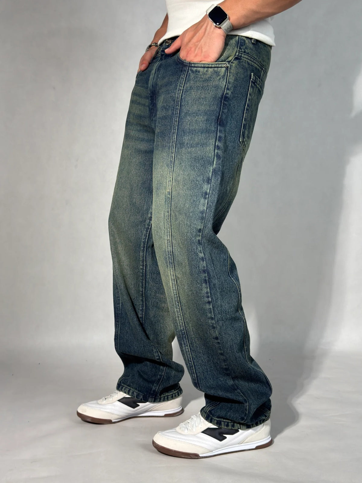 Niffa Fashion Blue Tinted Super Baggy Jeans