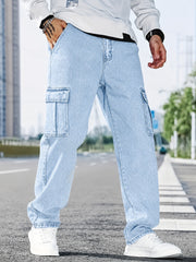 Men's Cargo Pocket Black Denim jeans