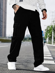 Men's Pocket Cargo Black Denim jeans