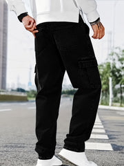 Men's Pocket Cargo Black Denim jeans