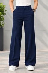 Men Semi Formal Straight Fit Korean Nevy Blue Pants
