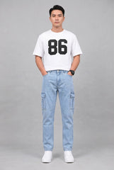 Men's 6 Pocket Mom Fit Ice Blue Denim jeans