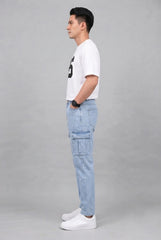 Men's 6 Pocket Mom Fit Ice Blue Denim jeans