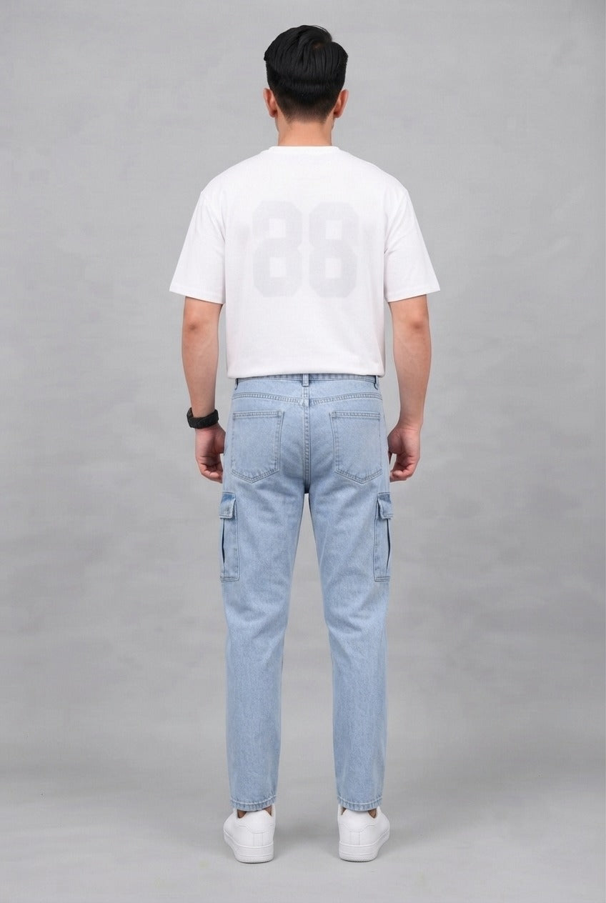 Men's 6 Pocket Mom Fit Ice Blue Denim jeans