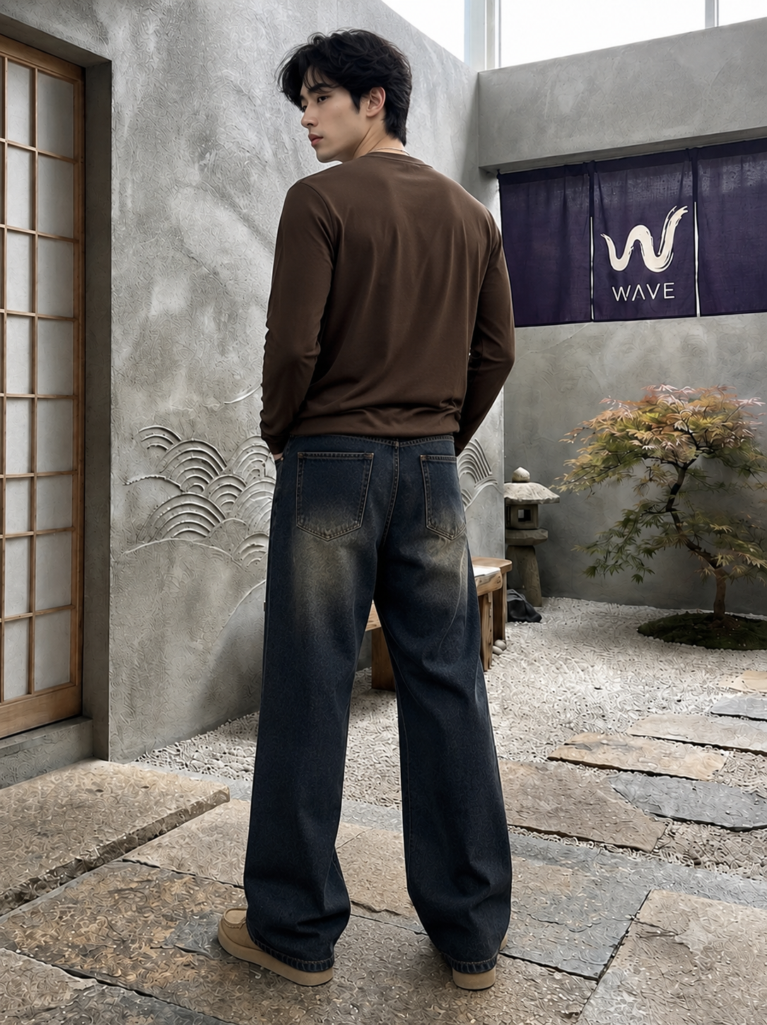 Men’s Premium Coffee-Tinted Whisker Denim Jeans – Relaxed Straight Fit