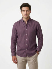 Men's Premium Purple Linen Button-Down Shirt