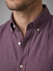 Men's Premium Purple Linen Button-Down Shirt