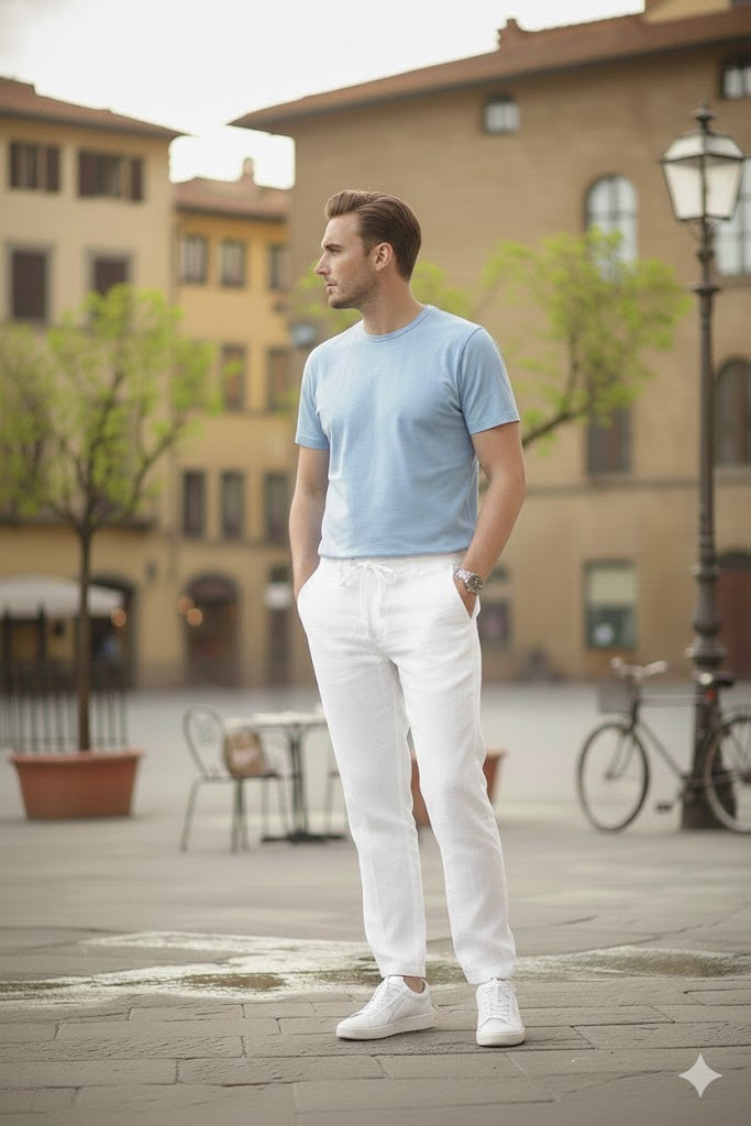 Men's Stylish White Linen Pant