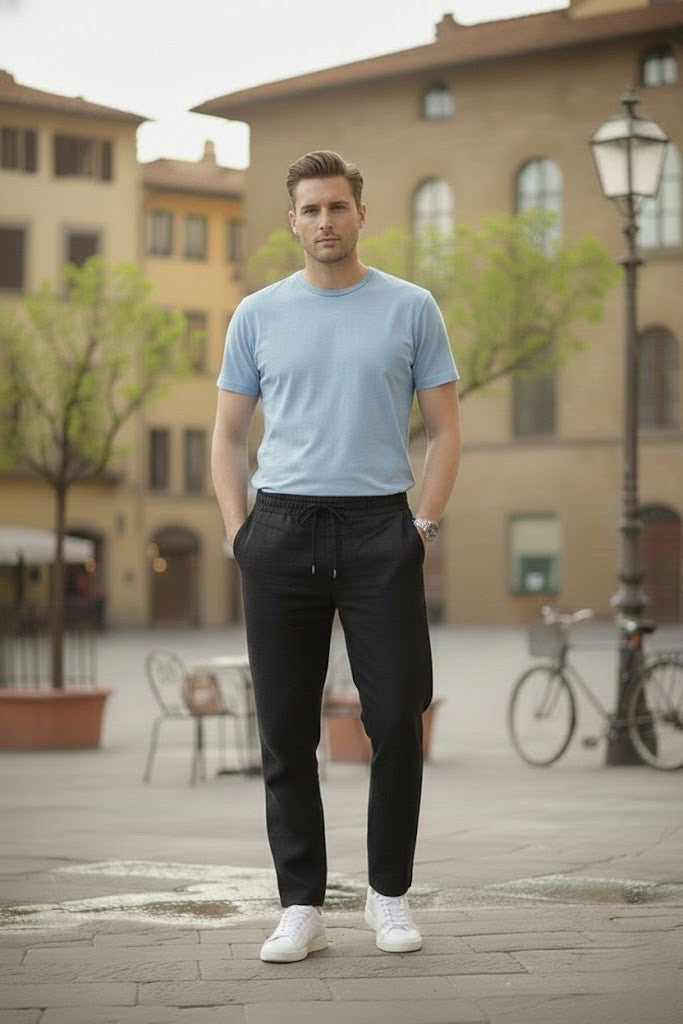 Men's Stylish Black Linen Pant