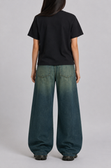 Women's Dark Blue High-Waist Wide Leg Jeans